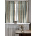 thumbnail image 4 of Boho Teal Stripes Curtains 45 Inch Length, Sheer Curtains for Bedroom Living Room Window Bohemian Vertical Striped Geometric Rod Pocket Drapes Kitchen Curtains Small Half Window 42"x45" 2 Panels, 4 of 6