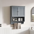 thumbnail image 5 of Bathroom Wall Cabinet with Towels Bar, 23.6" L x7.9 W x27.5 H MDF Material Medicine Cabinet, 2 Doors Over The Toilet Space Saver Storage Cabinet with Large Space, Grey, 5 of 15