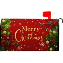 Merry Christm Mailbox Cover Winter Snowflake Xmas Magnetic Mailbox Covers 21" X 18" Bells Mail Box Covers Magnetic Standard Size for Yard Home Decor