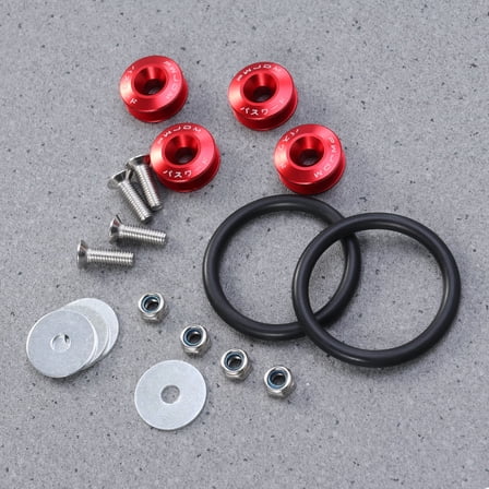 PBPBOX 1Set Powder Coated Red Fastener Kit for Vehicle Rear Bumper Quick Release