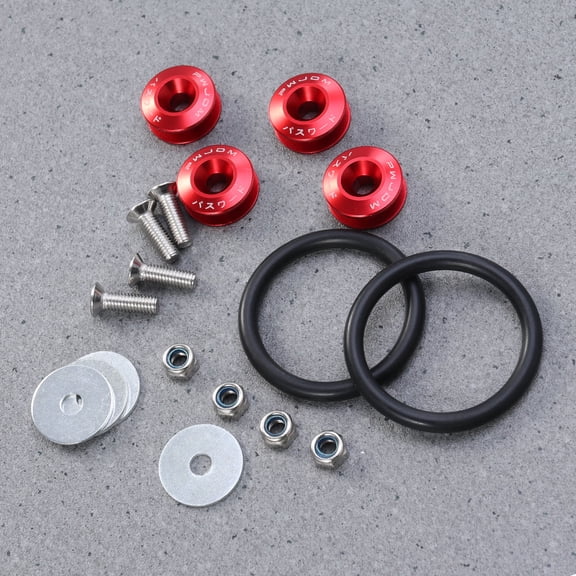 PBPBOX 1Set Powder Coated Red Fastener Kit for Vehicle Rear Bumper Quick Release