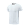 thumbnail image 3 of UVEASISHA Athletic Moisture Wicking Shirts for Men Short Sleeve Quick Dry Workout T-Shirts Outdoor Lightweight Gym Running Tops Breathable Casual Training Shirt White L, 3 of 5
