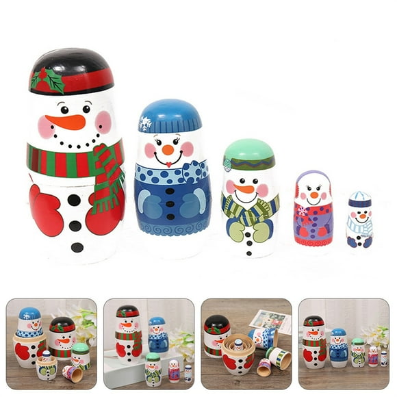 IMENGL 1 Set Nesting Doll Toys Christmas Snowman Ornaments Home Decoration Activities for Toddlers 1-3,Toddler Magnets for Refrigerator,Animal Matching Game Head And Tails,Thick It,Alphabet Game Boa