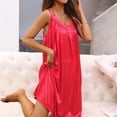 thumbnail image 2 of XIAONU Women's Silky Satin Nightgown Spaghetti Strap Lace Trim V-Neck Sleep Dress Loungewear, 2 of 6