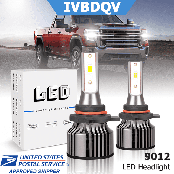 For GMC Sierra 1500 2014-2015 LED Headlights 9012/HIR2 High Low Beam Bulbs Kit 2Pcs 6000K Bright White