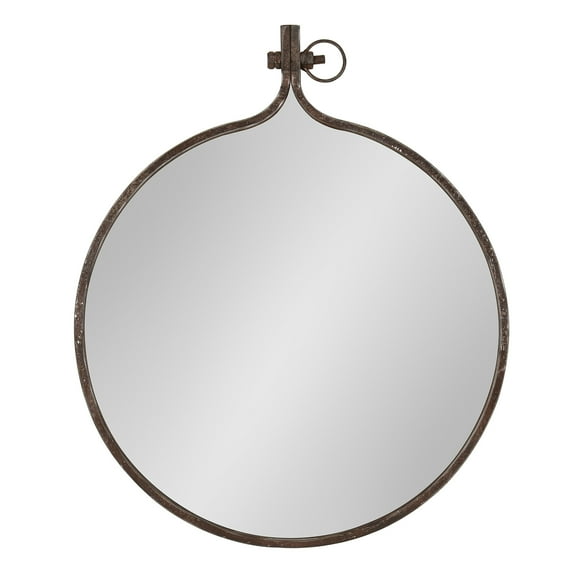 Kate and Laurel Yitro Miroir Mural Rond Industriel Rustique avec Cadre en Métal, 23.5x28.5, Métal Rustique, Miroir d'Accent Industriel Chic pour Mur