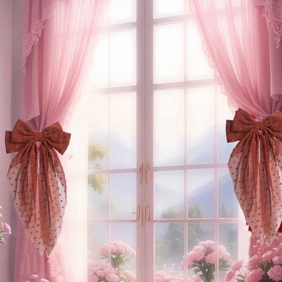 Wooowa Bow Ribbon Curtain Clips & Tiebacks - Decorative Window Accessories, Versatile Holders for Curtains & Drapes