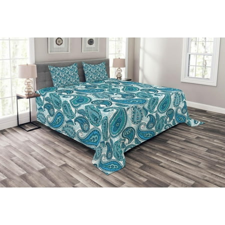 Paisley Bedspread Set Ocean Inspired Design With Stripes And Paisley Bedspread Set Ocean Inspired