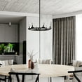 thumbnail image 4 of Grantley 6 Light Matte Black Wheel Chandelier Fixture Clear Glass Shade, LED Compatible, Damp Rated, 4 of 10