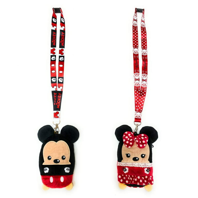Disney Lanyards with ID Holder and Zip Pouch- Mickey and Minnie Mouse Plush  Lanyards for Kids and Adults - Perfect for Disney Cruise, Disney World