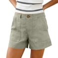 thumbnail image 3 of UDAUDU Women's Linen Shorts High Waist Button Down Casual Shorts Wide Leg Lightweight Beach Summer Shorts with Pockets Light Green S, 3 of 7