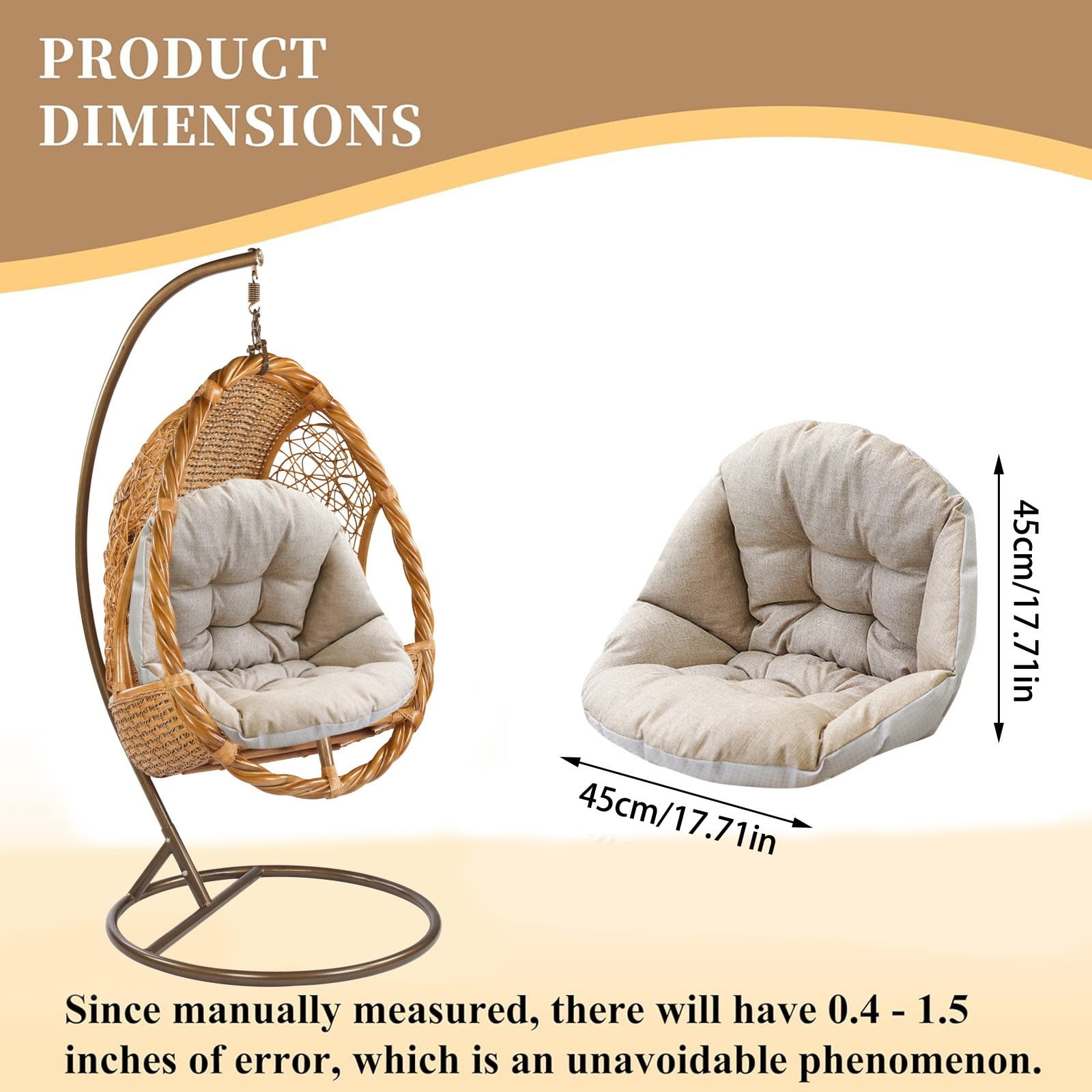 Outdoor Pure Color Cushion for Swing Hanging Chair Soft & Durable Seating Pad for Patio Garden Yard Year Special Edition 2025