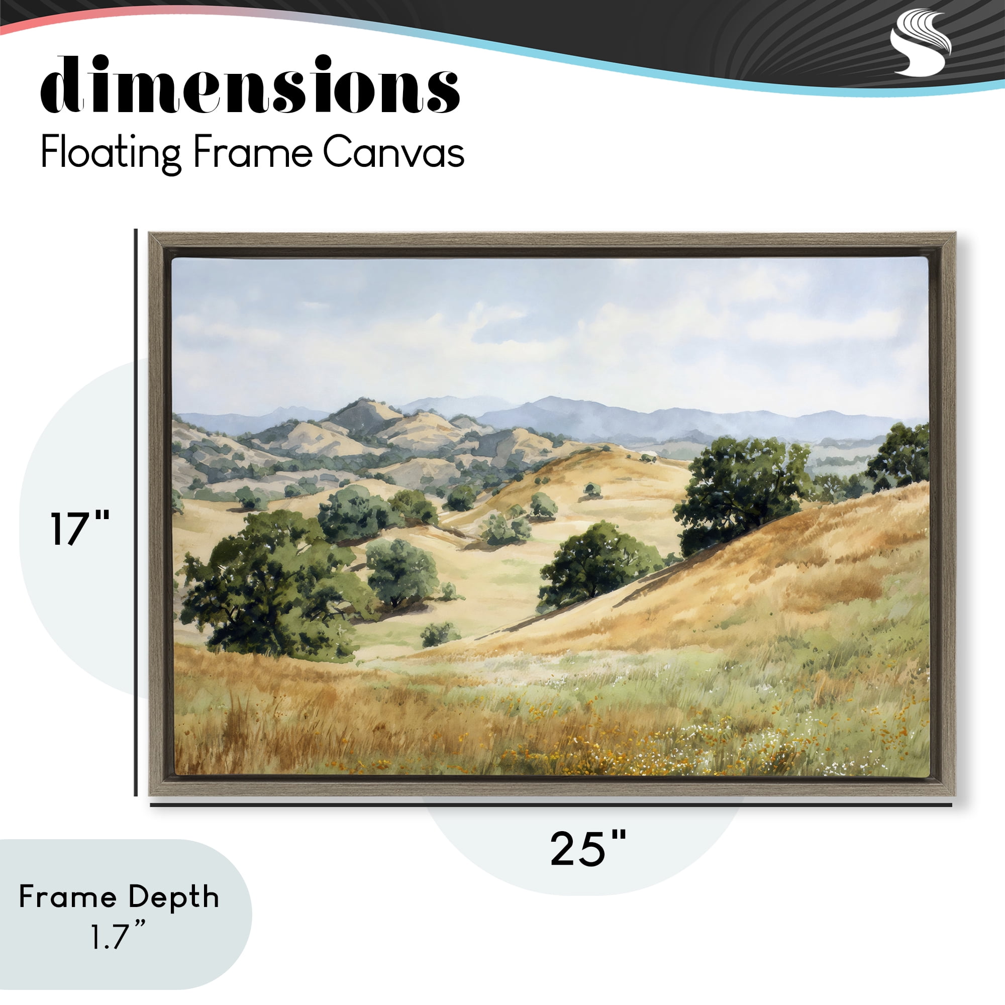 Stupell Industries Idyllic Mountains and Trees Brown Framed Floater Canvas Wall Art, design by Petal Prints Design