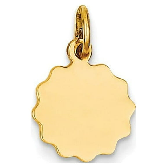 14k Yellow Gold .009 Gauge Engravable Scalloped Disc Charm