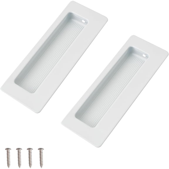 2PCS Rectangular Recessed Concealed Handles, Embedded Design Sliding Door Handle with Screws, Stainless Steel Cabinet Pulls for Wardrobe Drawer (White-115mm)