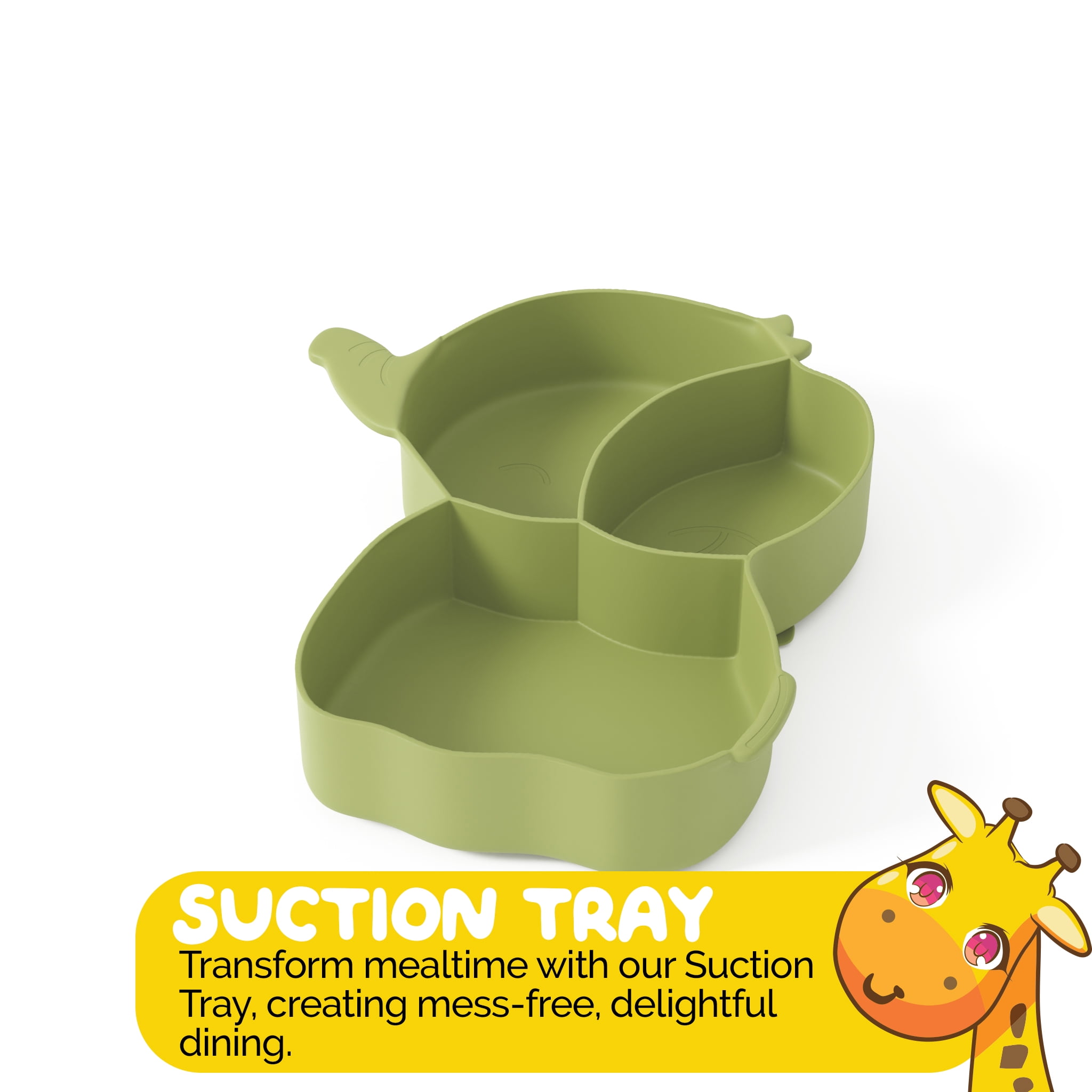 Muqee Peeko Baby Led Weaning Dining Set in Green Color made of Food Grade Silicone - (3 Piece Set)