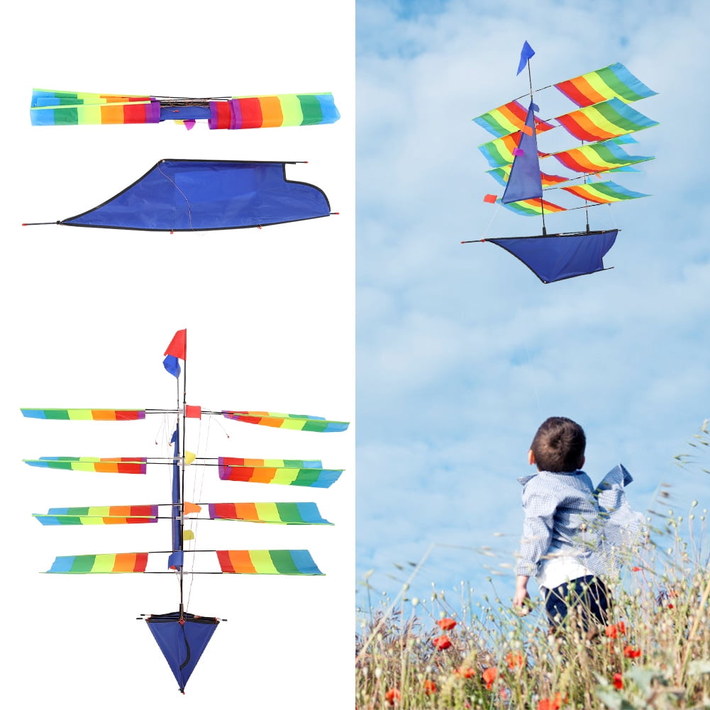 Flying Kite, Bright Colors 3D Sailboats Kites Polyester 500 Meters Flying Portable  For Outdoor