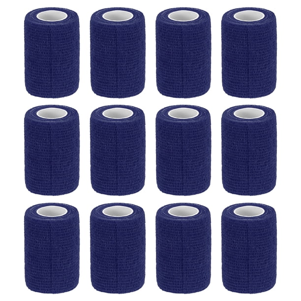 12 rollos de cinta elástica adhesiva, vendaje elástico, 3" x 5 yardas, cinta para muñeca y rodilla, azul marino