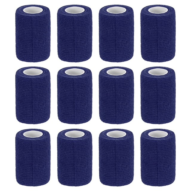 12 rollos de cinta elástica adhesiva, vendaje elástico, 3" x 5 yardas, cinta para muñeca y rodilla, azul marino