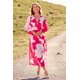 thumbnail image 2 of Vestido PRETTYGARDEN Rojo Rosa Floral Cuello en V Manga Larga Talla L, 2 of 9