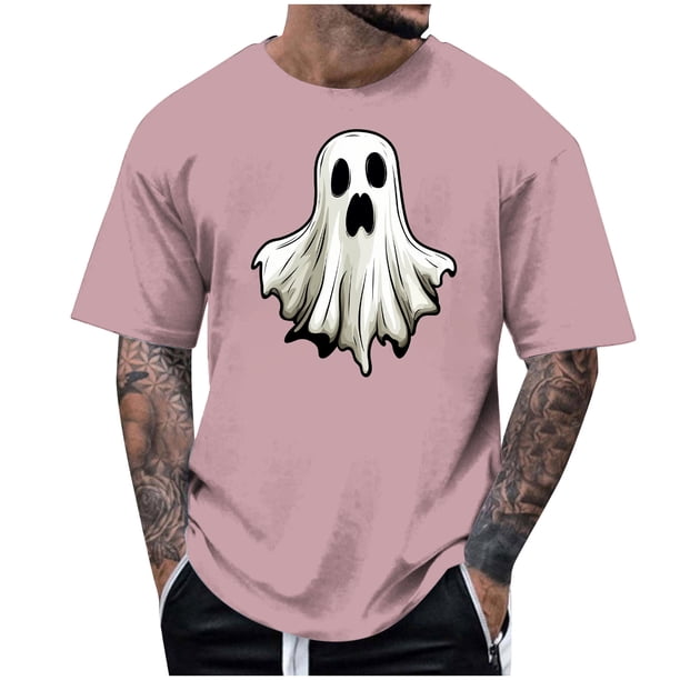 Blusas y camisas de manga corta y cuello redondo para hombre. Blusas/camisetas de manga corta con cuello redondo y estampado de Halloween para hombre. Blusa para hombre.