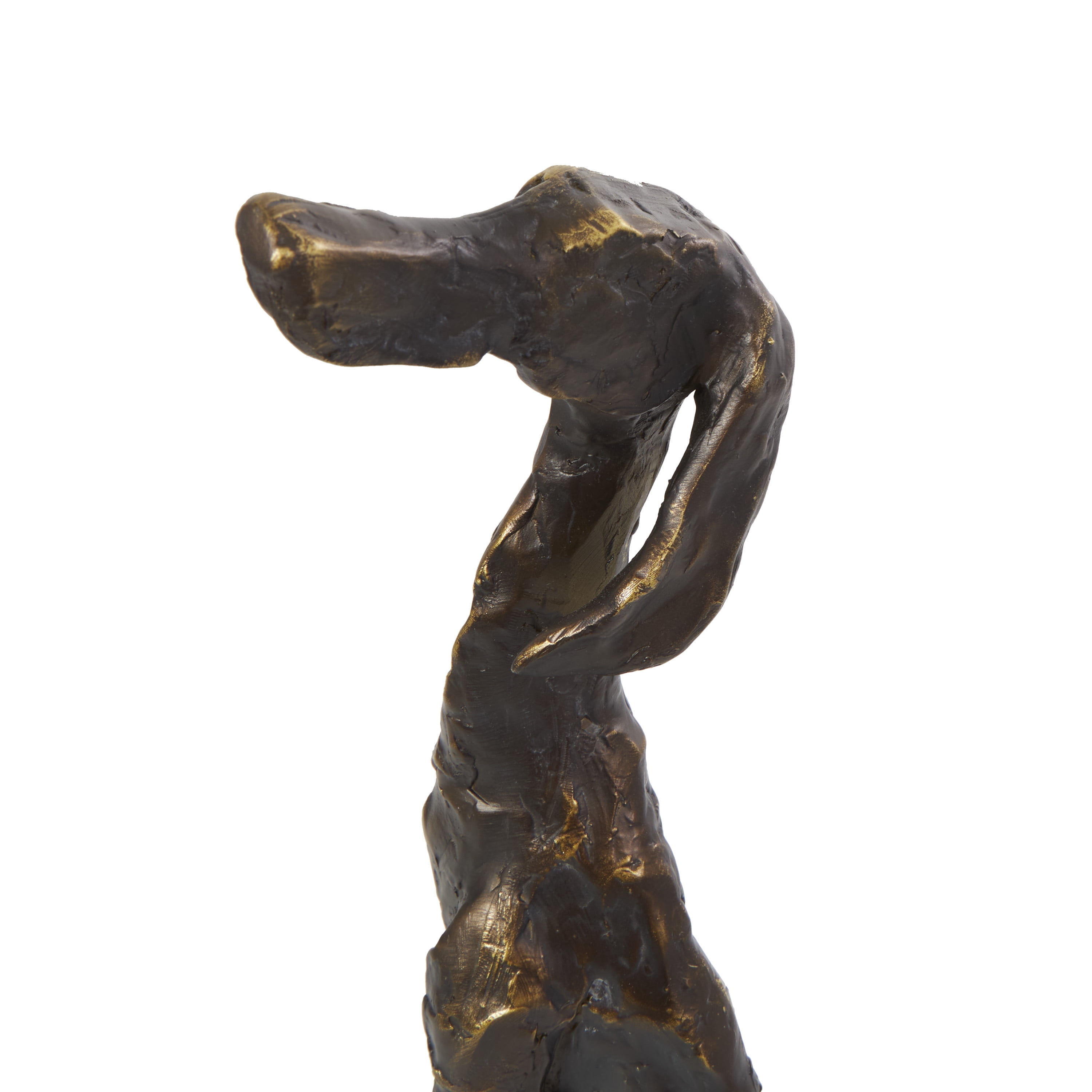 7" x 21" Bronze Polystone Distressed Slim Frame Dog Sculpture with Gold Accents, by DecMode