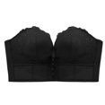 thumbnail image 6 of Strapless Bras for Women Push Up Lace Bustier Corset Front Button Bandeau Non Slip Soft Bra Black XL, 6 of 6