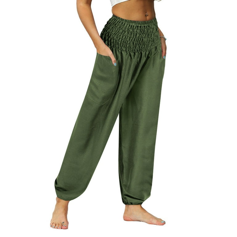 Kayannuo Yoga Pants Women Christmas Clearance Women's Solid Color  Comfortable Leisure Dancing Pants Sweatpants Yoga Pants Army Green 