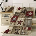 thumbnail image 2 of Texas Star Vintage Flannel Blanket for Bed, Western Cowboy Country Wooden Soft Cozy Warm Couch Throw Blanket, Lightweight Fluffy Plush Bedding Blankets for Sofa Decor All Season 30"x40", 2 of 7