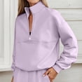 thumbnail image 4 of Fall Sweatshirts for Women 2025 Long Sleeve Half Zipper Stand Collar Plain Oversized Sweatshirt Pullover Tops, 4 of 6