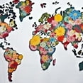 thumbnail image 6 of HAOXIT Floral World Map Round Fitted Tablecloth, Bunch of Flower Petals Essence Fragrance Garden Growth Theme Atlas Image, for Kitchen Dining, Party, Holiday, Buffet, Fits Round Table, Red White 54-58, 6 of 8