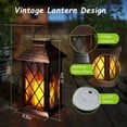 thumbnail image 2 of Outdoor Solar Lanterns, Waterproof Hanging Lantern with LED Flickering Flameless Candle, 11''  Outdoor Solar Powered Lantern Decor for Porch Patio Garden Balcony Pathway(Black), 2 of 11