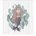 thumbnail image 3 of Ambesonne Mermaid Shower Curtain, Cartoon Girl with Fish, 69"Wx70"L, Multicolor, 3 of 3