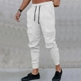 thumbnail image 2 of IROINNID Men's Cargo Pants Solid Color Sport Loose Pleated Small Legs Drawstring Solid Color Full Length Pants,White, 2 of 6
