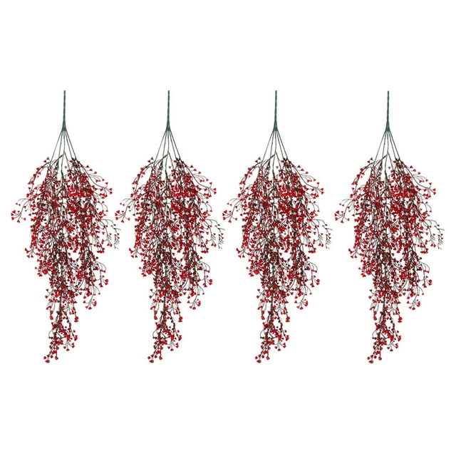 Bewildely 4 piezas añaden un toque con elegante guirnalda de eucalipto para interiores o exteriores con plantas artificiales Decoración Rojo
