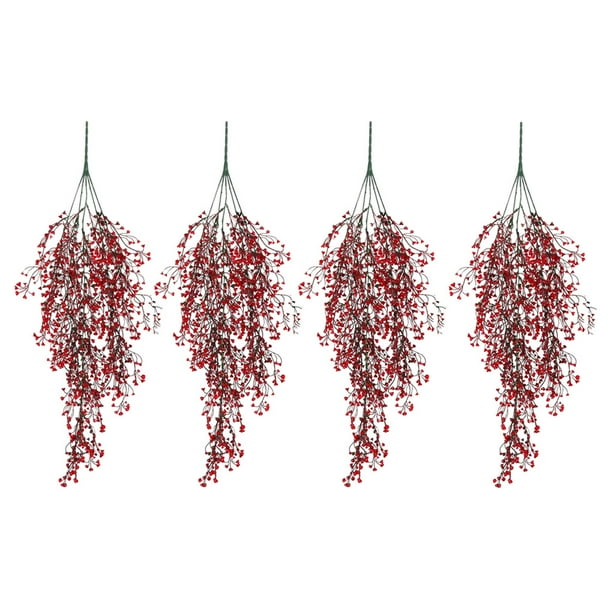 Advancent 4 piezas añaden un toque con elegante guirnalda de eucalipto para interiores o exteriores con plantas artificiales Decoración Rojo