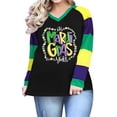 thumbnail image 4 of DEXIO Mardi Gras Shirts for Women,Fat Tuesday Carnival New Orleans Party Long Sleeve Plus Size Pullover Top,2X, 4 of 7