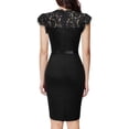 thumbnail image 6 of Wdgfv Women's Elegant Floral Lace Ruffle Design Cap Sleeve Party Dress Black M, 6 of 6