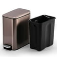thumbnail image 2 of Rectangular Stainless Steel Trash Can Pedal Household Creative Toilet Keep Open Lid Trash Can - Black Gold, 2 of 3