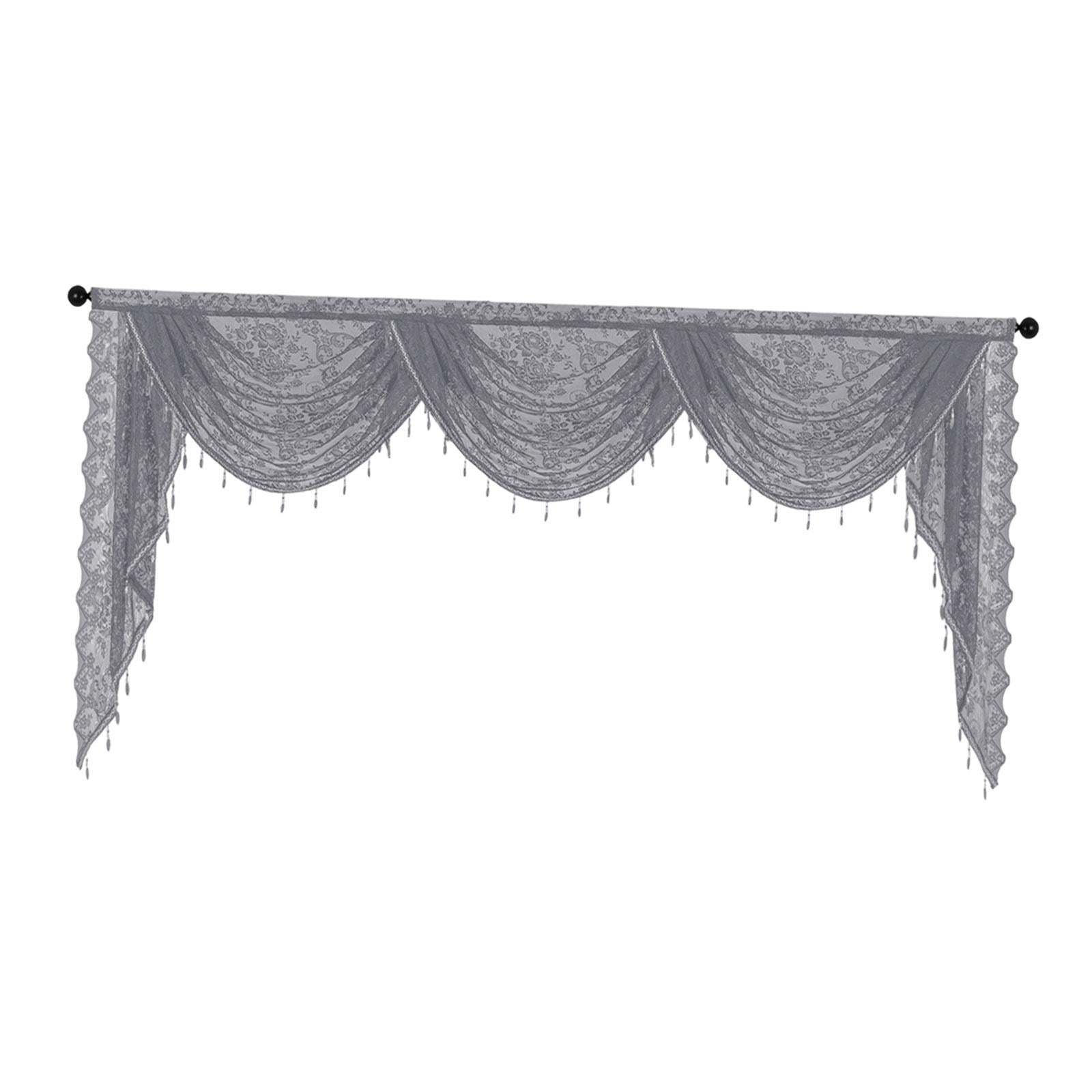 Fancyes Waterfall Window Valance Swag Valance Soft Breathable Home Decoration Romantic Vintage Design with Bead Tassels for Bathroom 250cmx105cm