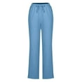 thumbnail image 4 of Womens High Waist Casual Linen Pants Drawstring Straight Leg Lounge Pants Trousers with Pockets, 4 of 5