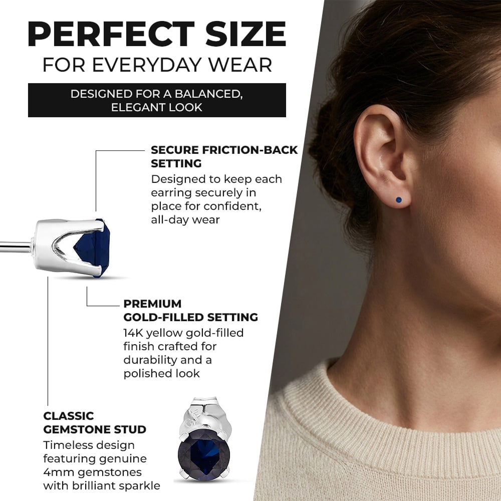SuperJeweler 0.60 Carat Blue Sapphire Stud Earrings for Women in 14 Karat White Gold Filled , Elegant Blue Sapphire Earrings for Women, Classic Stud Earrings