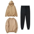 thumbnail image 1 of Timegard Ensemble de Survêtement 3 Pcs pour Femmes, Haut à Manches Longues à Col Ras du Cou et Chandails à Capuchon, Chandail à Enfiler et Joggers, Tenues d'Automne Confortables, 1 of 5