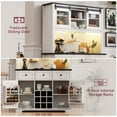 thumbnail image 6 of 71"H Rustic Farmhouse Tall Kitchen Pantry with Drawers and Power Outlet LED Light Wine Bar Cabinet with Wine Rack, Glass Holders, Adjustable Shelves and Pegboard, White Oak, 6 of 11