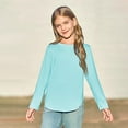 thumbnail image 7 of Girls Shirts Size 5-6 Girls Shirt Girls Long Sleeve Shirts Kids Arc Hem Side Slit Soft Tunic Tops T Shirts 1433, 7 of 7