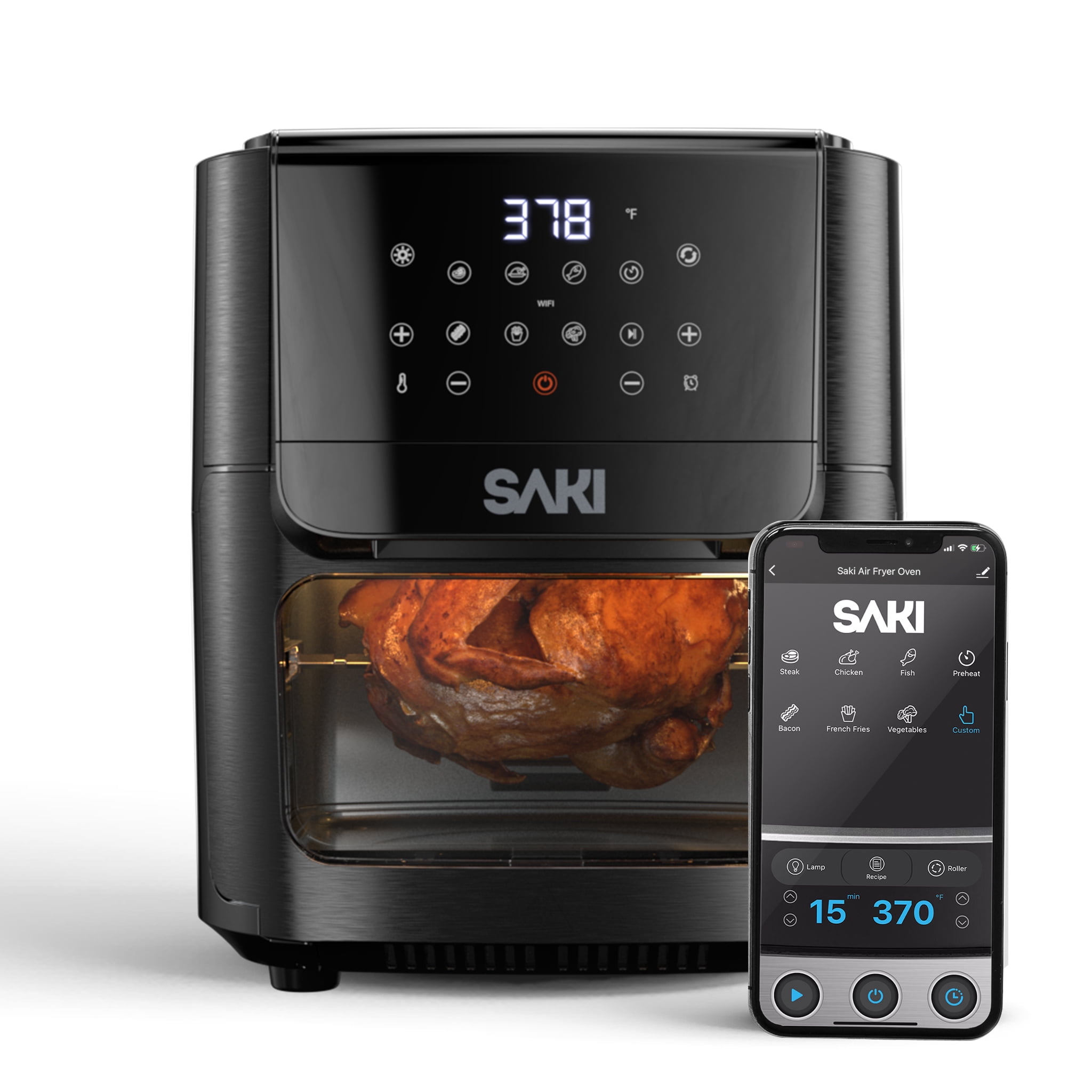 SAKI Smart WiFi Air Fryer 13Quart, 8 Cooking Functions, RA018AF, Black