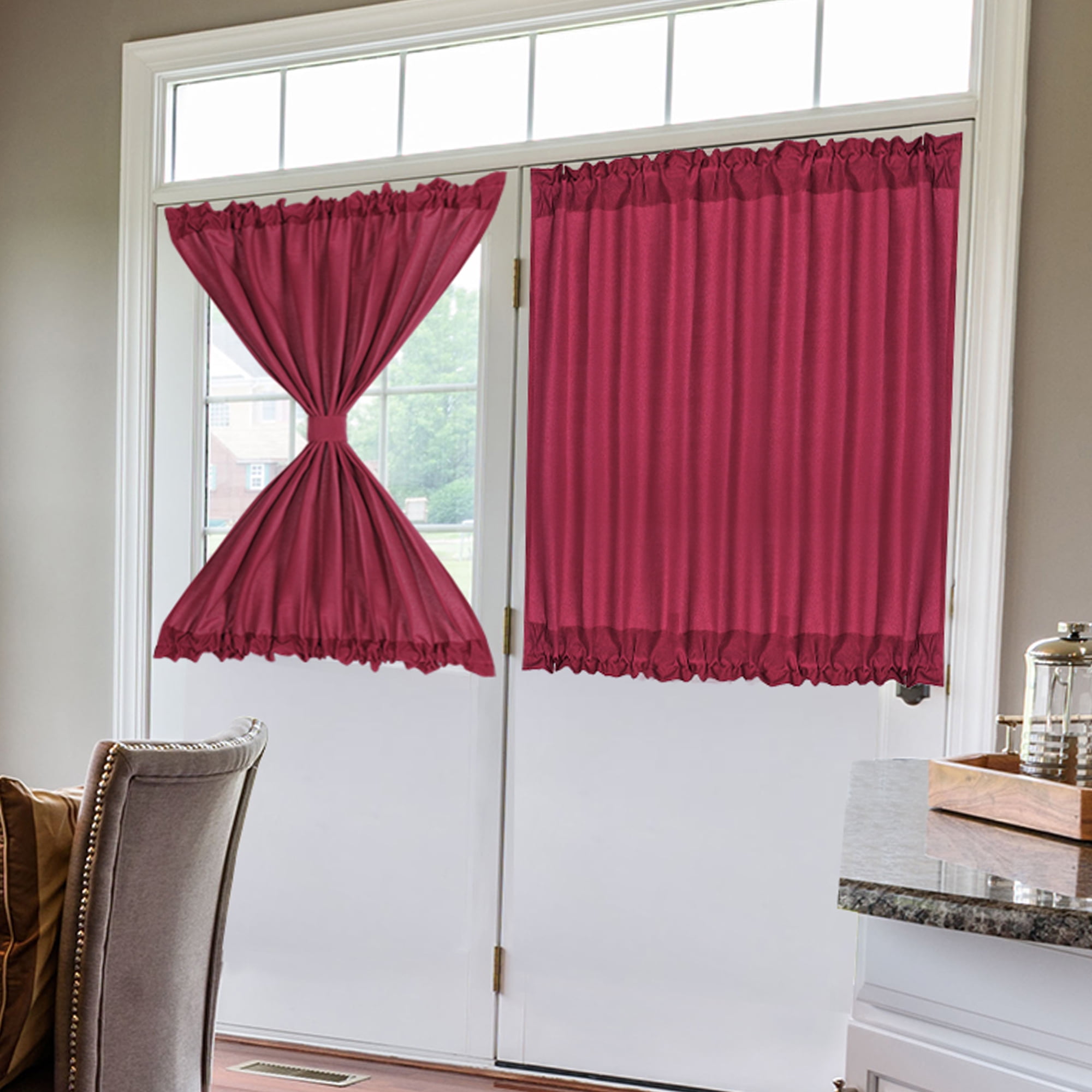PiccoCasa French Door Curtains Thermal Insulated Blackout Curtain Door