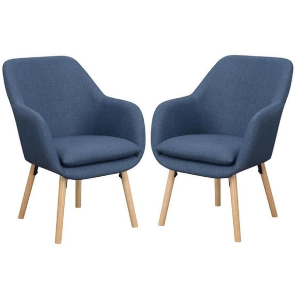 Home Square Charlotte Furniture Accent Chair in Blue - Set of 2