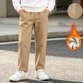 thumbnail image 2 of fatyb Boys Girls Fleece Lined Pants Elastic Waist Warm School Uniform Pants Straight Leg Thermal Trousers, 2 of 7