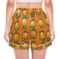 thumbnail image 3 of Women's Satin Pajama Shorts Orange Pattern Design with Pockets, Elastic Waist Sleep Lounge Shorts, 3 of 7